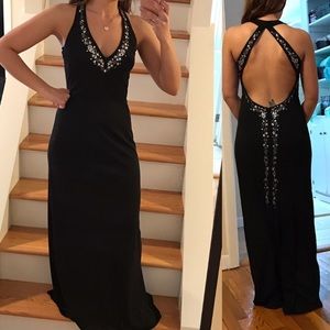 Black floor length prom dress